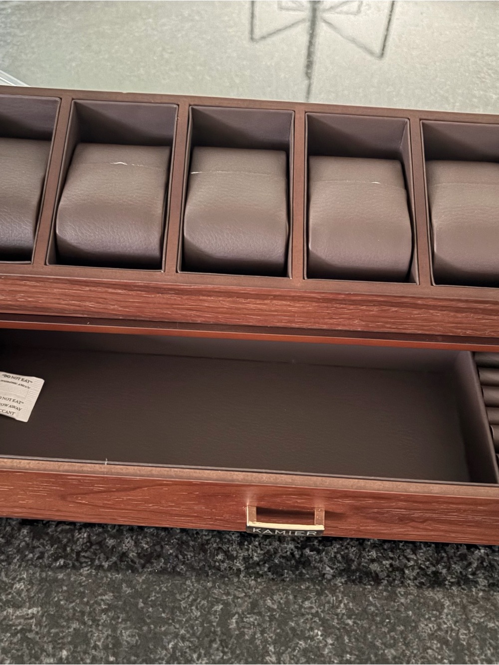 Brown Leather Watch Organizer Box - 6-Slot